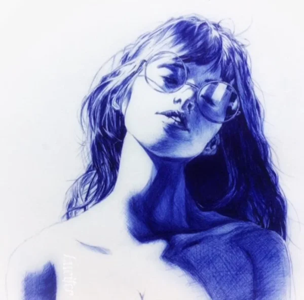 Portrait of a Girl 2 - Blue Pen